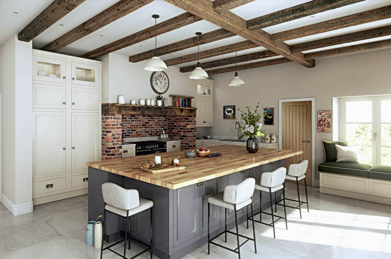 architectural visualisation of country kitchen